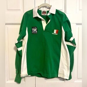 Vintage Barbarian Rugby Wear Ireland Long Sleeve Shirt World Rugby Green Small
